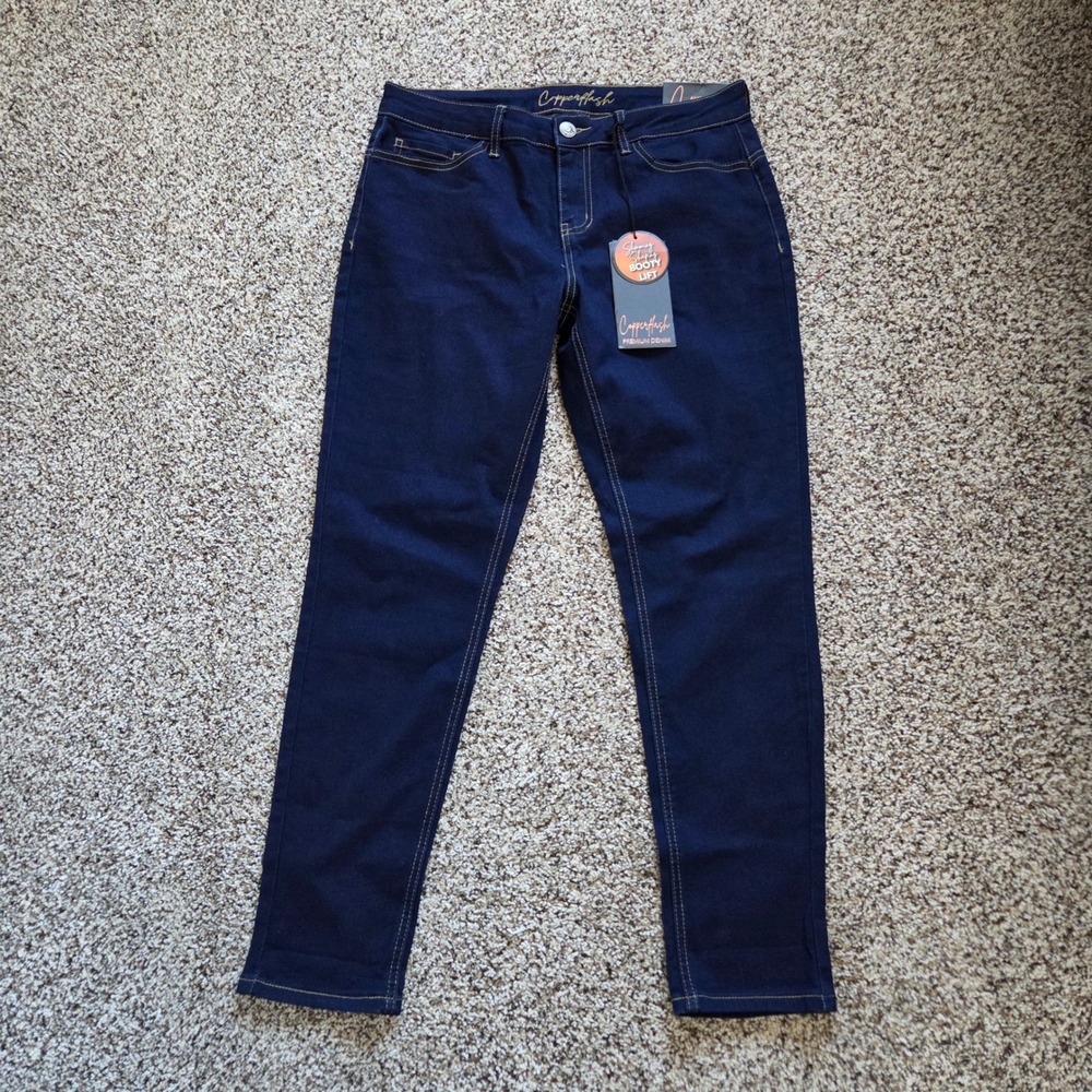 Copperflash Curvy Ankle Skinny Jeans Indigo Blue Booty Lift Womens Size 10 NWT